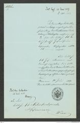 k.k. naturhistorisches Hofmuseum, Intendanzakten 1885-1896 (Hauer), Aktenzahl Z.285/1887, Seite 1